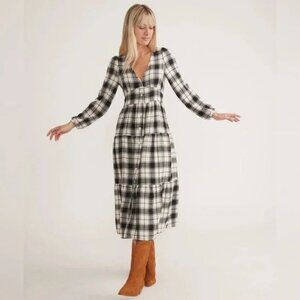 NWOT Marine Layer Maeve Black and White Plaid Maxi Dress